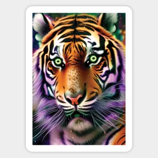 Psychedelic Tiger | Colorful Tiger Art | Astral Tiger Painting | Beautiful Multicolored Tiger Sticker